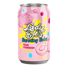 .Napój niegazowany Bubble Tea o smaku brzoskwinia-truskawka 320 ml - Lady Boba.